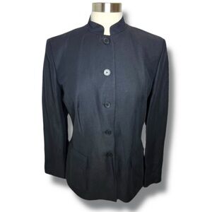 Ann Taylor Linen Blend Banded Collar Blazer